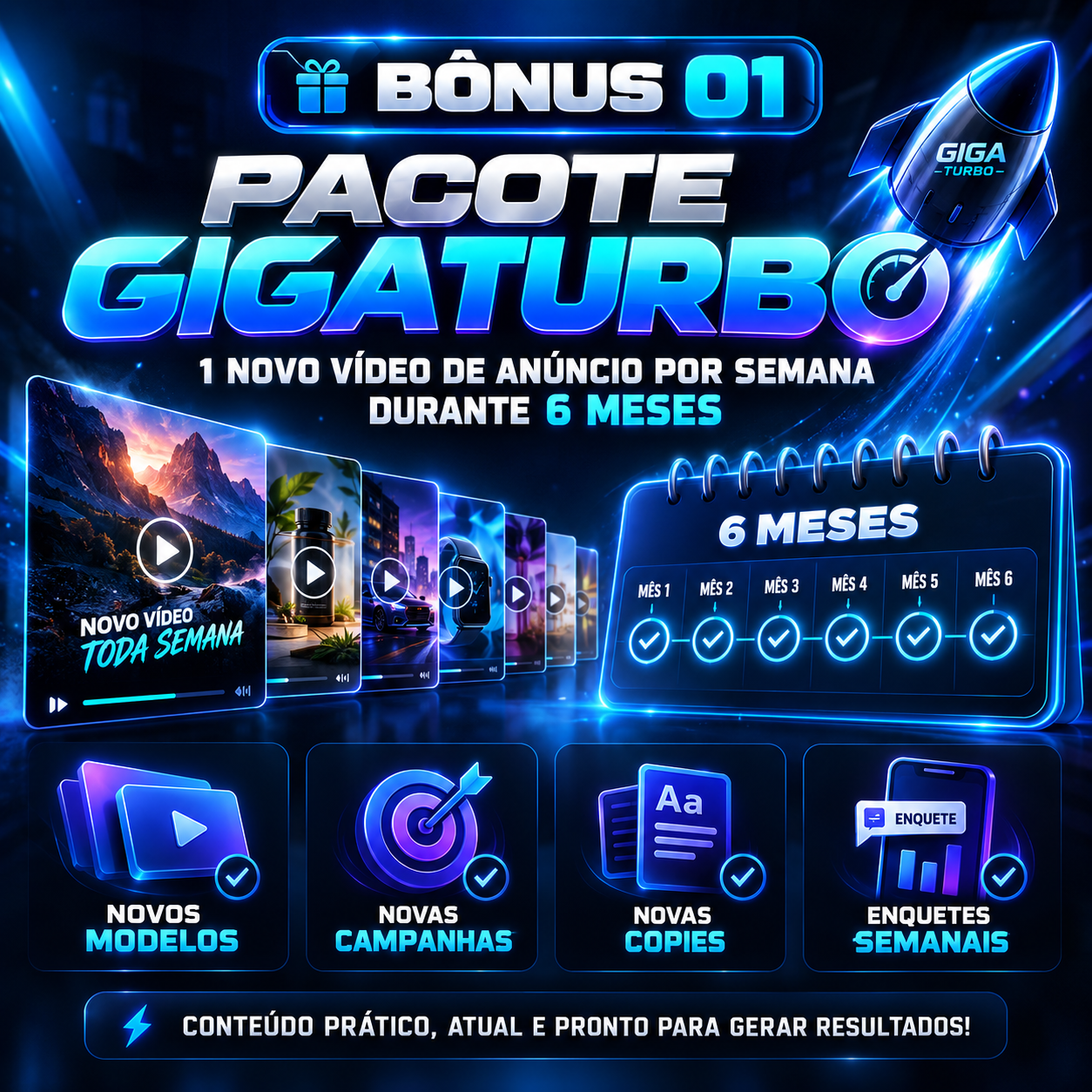Bônus 01: Pacote GigaTurbo, um vídeo novo por semana durante seis meses