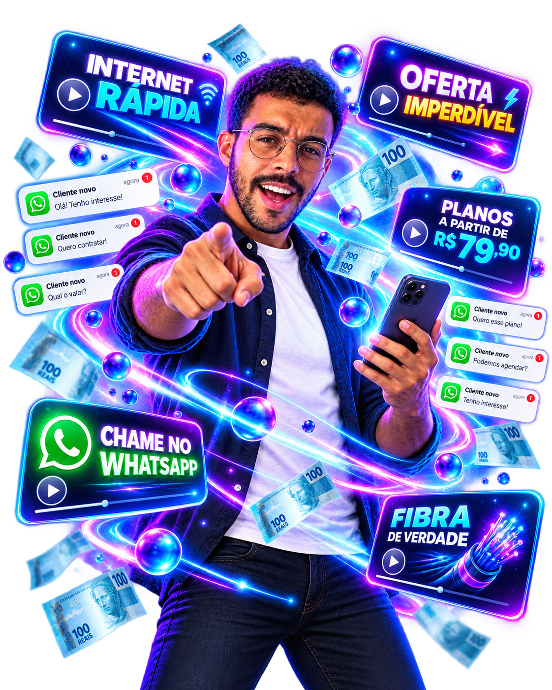 Anúncios em vídeo do GigaVídeos gerando contatos de clientes no WhatsApp